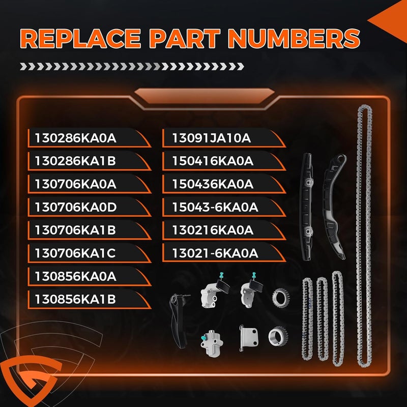 GEARCESS 130286KA0A Engine Timing Chain Kit Fit For Nissan Pathfinder & Fit For Infiniti QX60, 2017-2024 3.5L V6 VQ35DD, Replace 130286KA1B 130706KA1B 130706KA1C 130856KA0A 13091JA10A 130706KA0A 130856KA1B - Image 4